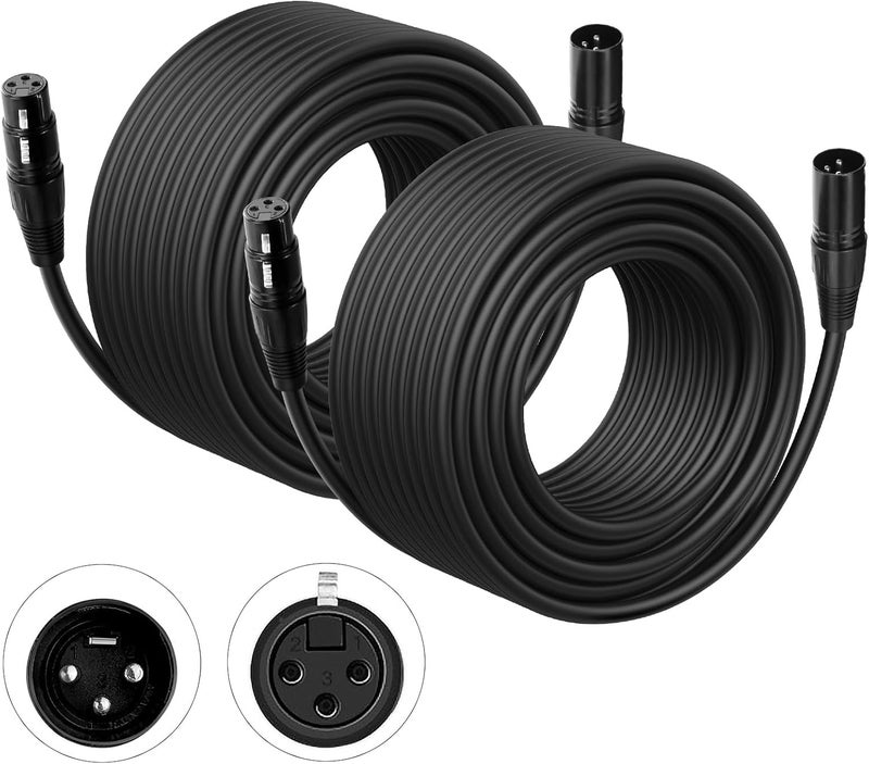 Czgor DMX Cable 100 ft, 2 Pack Flexible 3 Pin Signal XLR Male to Female DMX Cable Wire, Suitable for Stage Lighting Signal DMX512 Connection Stage Light Cables for Stage Lighting Input & Output - Image 1